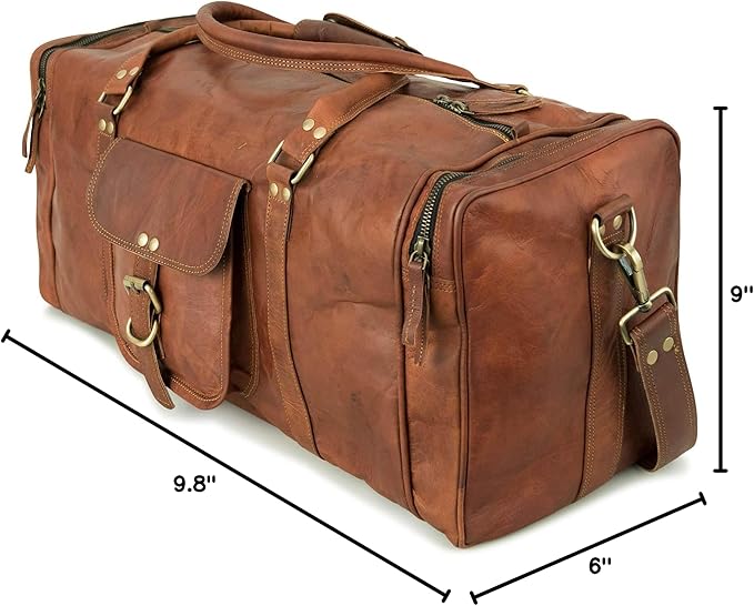 Berliner Bags Vintage Genuine Leather Duffle Bag New York L for Travel or the Gym, Weekender, Travel Bag, Overnight Bag for Men and Women - Brown