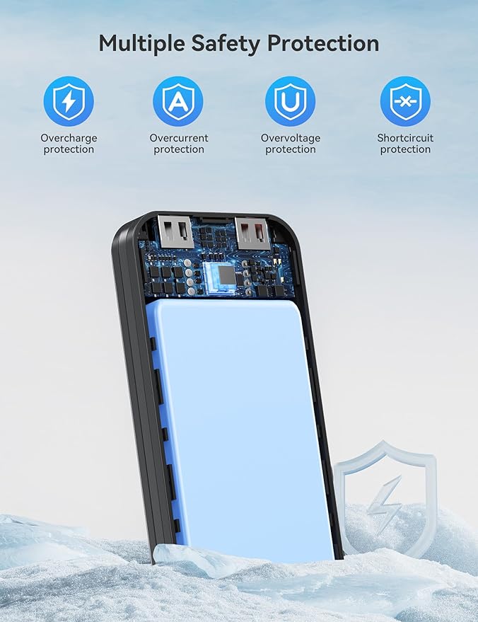 12000mAh Ultra-Portable-Charger-Power-Bank with Built in Cables&AC Wall Plug,PD20W USB-C Fast Charging Cell Phone Charger Battery Pack,LED Display Travel Battery Bank for All iPhone,Samsung,Android