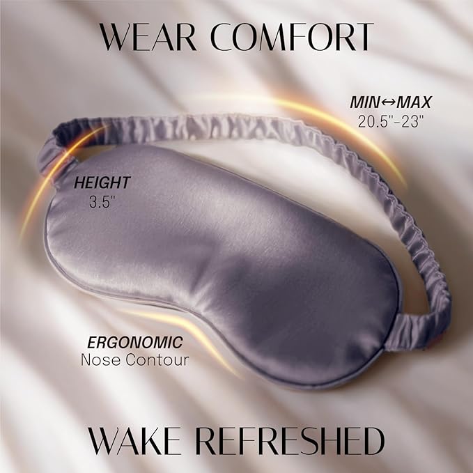 Silk Sleep Mask Eye Mask Blindfold with Double Layer Silk Filling and Elastic Strap for Full Night's Sleep, Travel and Nap, Soft Eye Cover Eyeshade with Luxury Bag and Ear Plugs by OLESILK (Charcoal)