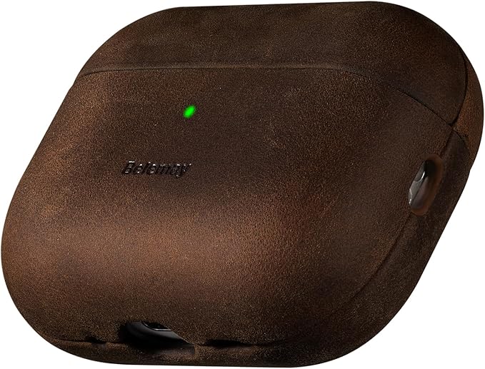 Belemay Handcrafted Crazy Horse Leather Case for AirPods Pro 3rd Gen (2025), Vintage Aesthetic, Two-Tone Effect, Unique Patina, Compatible with MagSafe, Compatible with Airpods Pro 3, Rustic Brown