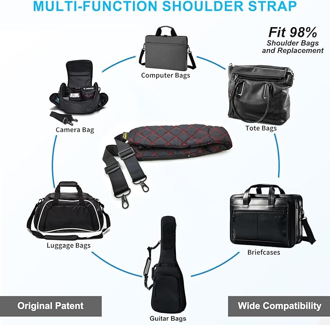 2 in 1 Anti-theft Bag Shoulder Strap with Pockets, 54 inch Travel Belt Ultra-Wide and Thick, Comfort and Stylish