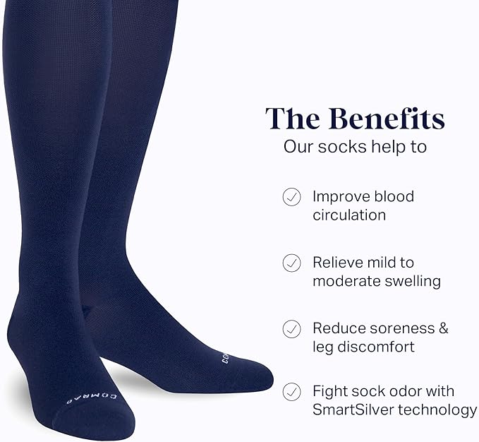 Comrad Nylon Knee High Socks - 15-20mmHg Graduated Compression Socks - Soft & Breathable Support Unisex Socks