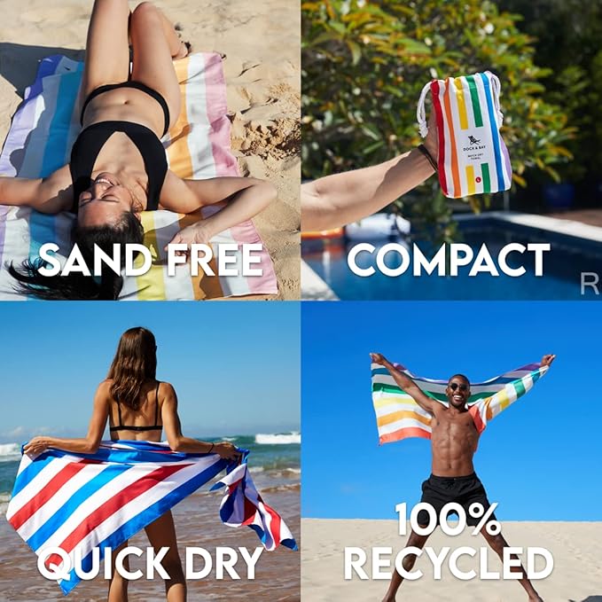 Dock & Bay Customized Beach Towel - Quick Dry, Sand Free - Compact, Lightweight - 100% Recycled - Includes Bag - Summer - Unicorn Waves - Large
