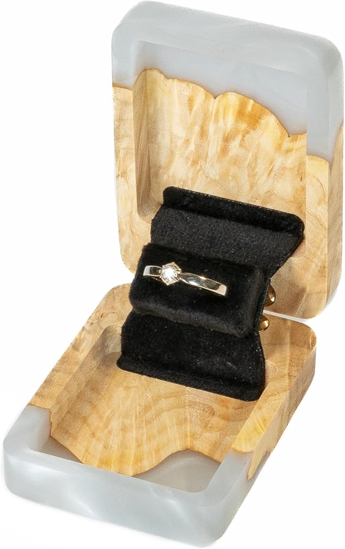 RWA Slim Engagement Ring Box for Proposal β Unique Wedding Ring Holder Jewelry Display Case β Travel Jewelry Organizer, Ring Bearer Box, Proposal Gift, Wedding Ring Box for Ceremony, FLIP white light