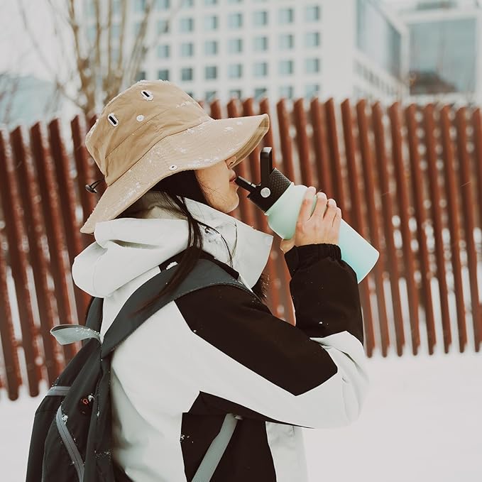BJPKPK 2 Pack Insulated Water Bottles with Straw Lids, 27oz Stainless Steel Metal Water Bottle with 6 Lids, Leak Proof BPA Free Jugs, Cups, Flasks for Travel, Sports (Cherry+Ocean Dream)