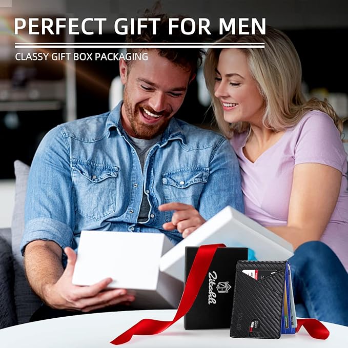 Zitahli Wallet for Men Slim 11 Credit Card Holder RFID Blocking Small Men's Wallet Bifold Minimalist Front Pocket With Mens Gifts Box