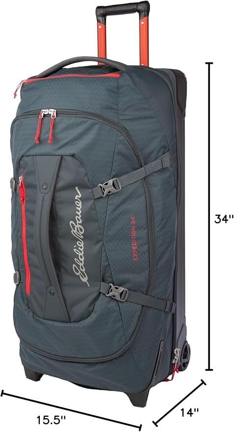 Eddie Bauer Expedition 34 Duffel 2.0 - Lightweight Travel Luggage Made From Rugged Polycarbonate and Nylon, Storm