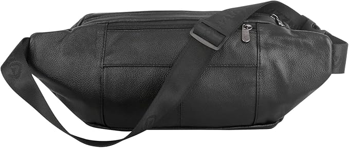 Genuine Leather Fanny Pack/Waist Bag/Organizer with Adjustable Belt, Multiple Pockets For Men and Women