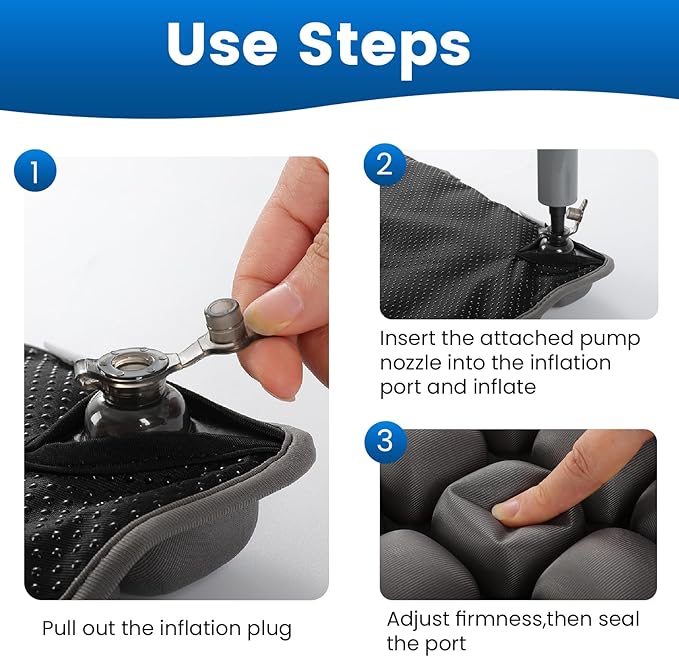 Travel Cushion, Travel Seat Cushion for Airplane, 56 Bubbles Portable Car Seat Cushions for Long Flhts Office Chair, Wheelchair, Camping, Home Living (Grey)