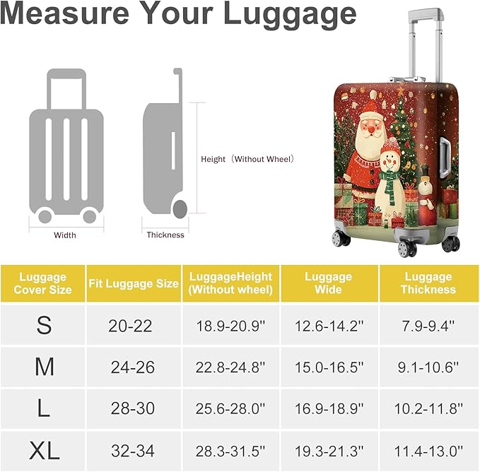 FOREVER QUEEN Snowman Luggage Cover Suitcase Protector Suitcase Cover Anti-Scratch,Stretchable Bag Cover Washable Durable Polyester