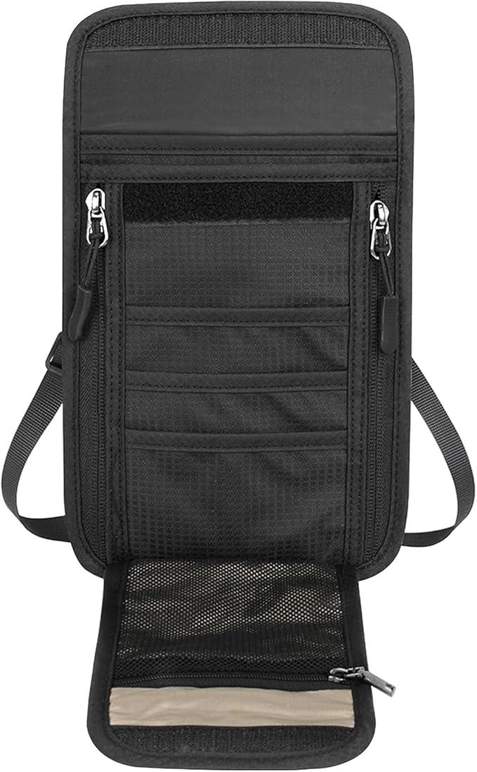 Travel Neck Wallet RFID Blocking – Hidden Passport Holder & Anti-Theft Money Pouch for Men & Women, Lightweight Concealed Undergarment Organizer with Adjustable Strap, Secure Document Holder