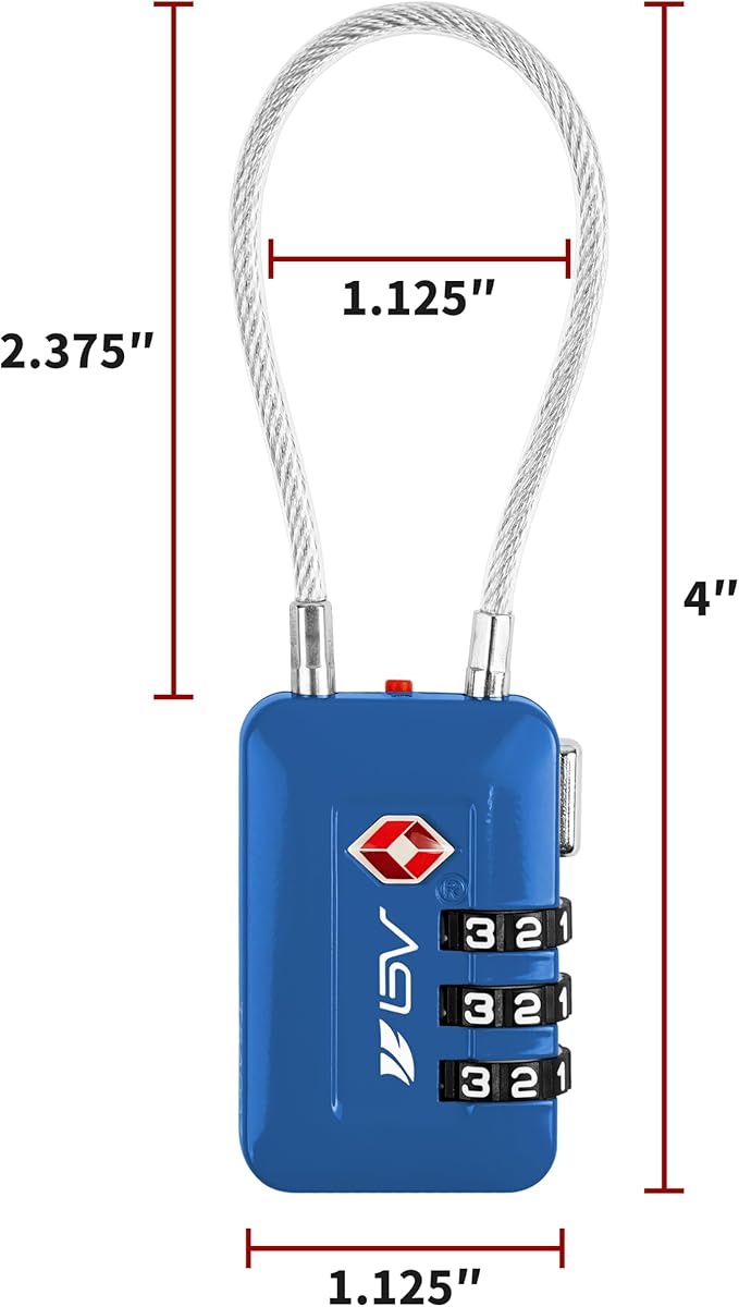 TSA Accpeted Luggage Travel Lock, Set-Your-Own Combination Lock for School Gym Locker, Luggage Suitcase Baggage Locks, Filing Cabinets, Toolbox, Case (Blue, 4 Pack)