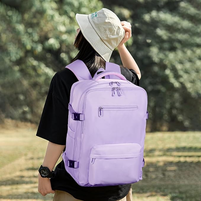 SHRRADOO Travel Laptops Backpack for Women Men, Casual Work Bag 17inch High School College Backpack Airline Approved Backpack for Hiking Business (Light Purple)