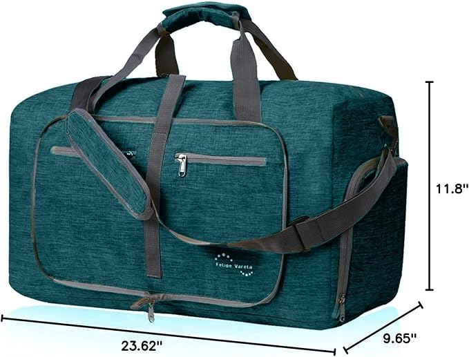 Felipe Varela Duffle Bag with Shoes Compartment and Adjustable Strap,Foldable Travel Duffel Bags for Men Women,Waterproof Duffel Bags