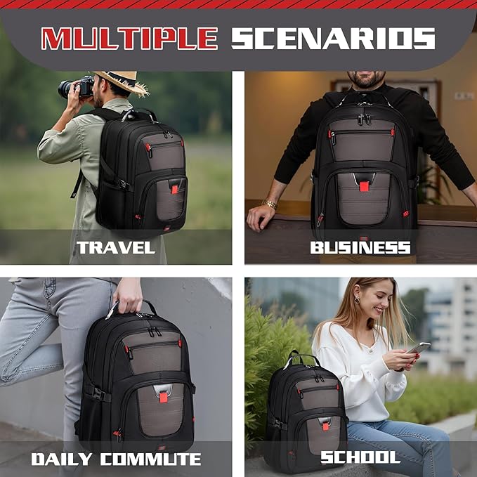 Extra Large Backpack, Travel Backpack, 17.3 Laptop In for Men, Extra Sturdy TSA Friendly with USB Port College School Rucksack Bag Gifts for Him Men Women, Grey