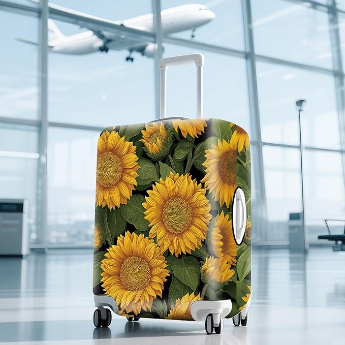 FOREVER QUEEN Sunflower Luggage Cover Suitcase Protector Suitcase Cover Anti-Scratch,Stretchable Bag Cover Washable Durable Polyester