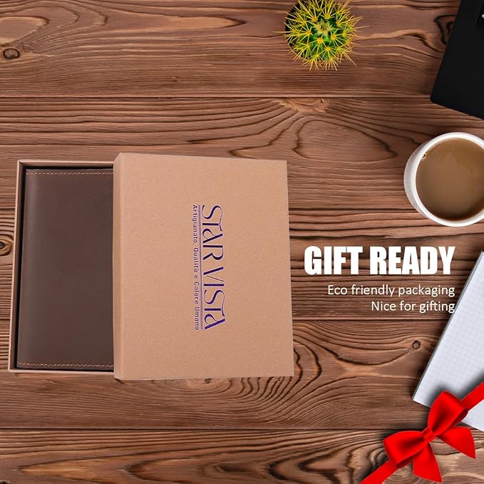 STAR VISTA Albatross Leather Travel Passport Holder, Minimalist Design, Full Grain Leather Case for Men and Women - Slim Passport Wallet, Bifold, RFID Blocking