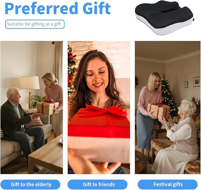 CXC Premium Seat Cushion: Orthopedic Memory Foam for Long Sitting - Tailbone Pain Relief | Extra Large Cooling Gel Chair Cushion for Office, Car, Wheelchair, Gaming | Desk Chair Comfort Ergonomic Pad