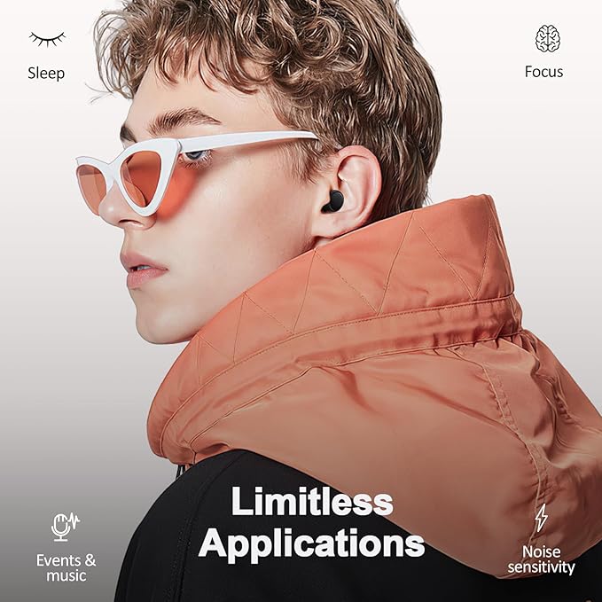 Ear Plugs for Sleeping Noise Cancelling, 45dB Noise Reduction Earplugs for Sleep, Concert, Snoring, Parenting & Noise Sensitivity Relief, Hearing Protection Reusable Earplugs with 8 Soft Tips Black