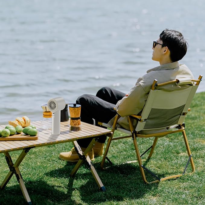 Portable Handheld Fan, Speed (1-100) Adjustable Turbo Personal, 4000mAh Battery Rechargeable Cooling Fan, Digital Display, Gifts for Women Men Travel/Camping/Outdoor (Starlight/Beige)