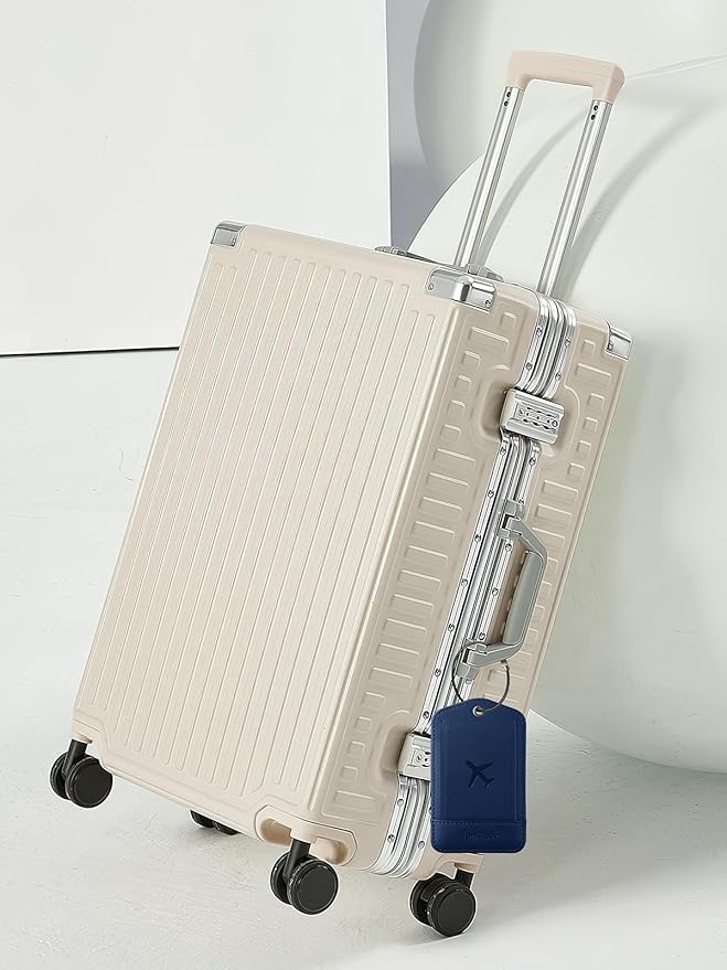 TopMade Smart Luggage Tag with Find My, Premium Leather Luggage Tags for Suitcase, Travel Bags, Backpacks, Anti-Lost Suitcase Tag Tracker for Travel with Privacy Name Card, Rechargeable