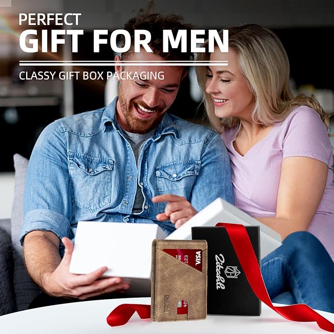 Zitahli Wallet for Men Slim 11 Credit Card Holder RFID Blocking Small Men's Wallet Bifold Minimalist Front Pocket With Mens Gifts Box