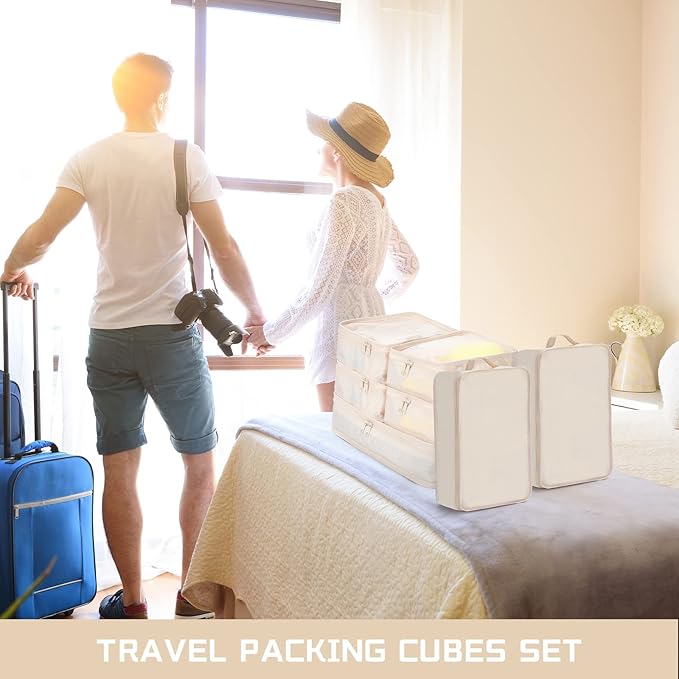 Reginary 6 Set Travel Packing Cubes Luggage Organizer Set Lightweight Suitcase with Shoe Bag for Clothes Toiletries