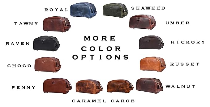 Leather Toiletry Bag for Men | Grooming Travel Kit | With Waterproof Lining | By Aaron Leather (Dark Brown)