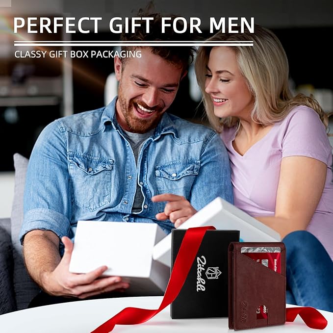 Zitahli Wallet for Men Slim 11 Credit Card Holder RFID Blocking Small Men's Wallet Bifold Minimalist Front Pocket With Mens Gifts Box