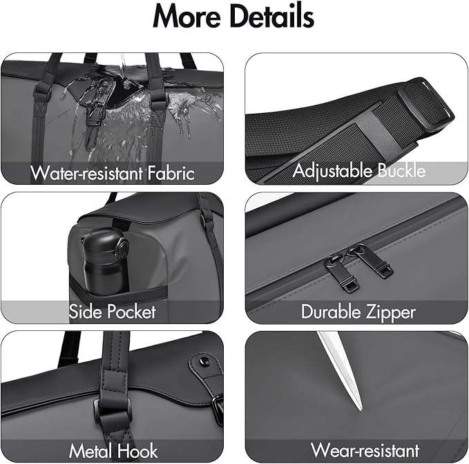 Travel Bag for Men Women, Duffle Bags for Travel with Shoe Compartment Weekender Overnight Carry On Bag with Dry Wet Separated Pocket Personal Item Bag for Gym Trip Workout