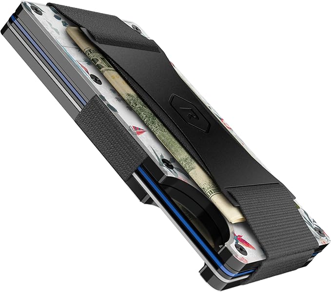 Ridge Wallet for Men - Slim Minimalist Compact Wallet and Card Holder, RFID Protected Front Pocket Wallets for Men with Integrated Cash Strap (Aloha)