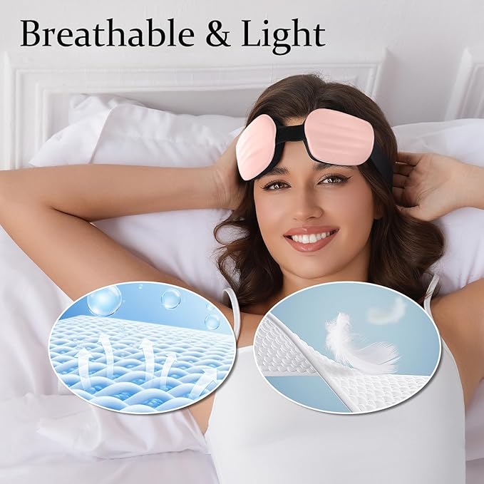 100% Blackout Sleep Eye Mask for Women Men, Zero Pressure Sleeping Mask - Sleeping Mask and Eyelash Friendly Night Blindfold, Adjustable Ultra Soft Comfortable for Dry Eye Mask (Pink)