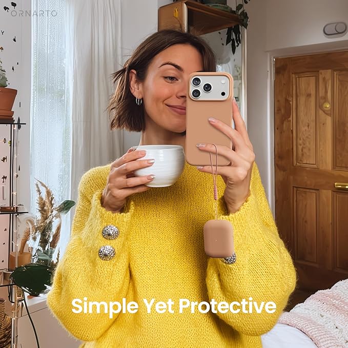 ORNARTO Compatible with AirPods Pro 3 Case 2025, Full Protective Hybrid Silicone for AirPods Pro 3rd Generation Case, Front LED Visible Skin Cover-Dark Salmon