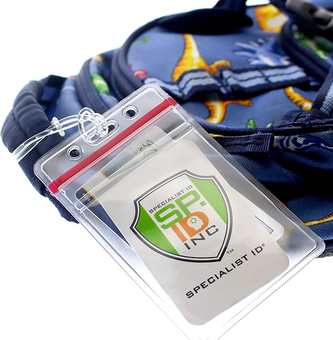 Bulk 100 Pack - RESEALABLE Clear Plastic Luggage Identification Tags with Loops Included - Business Card or Photo Insert Bag Tags - Great for Travel and Student ID’s by Specialist ID