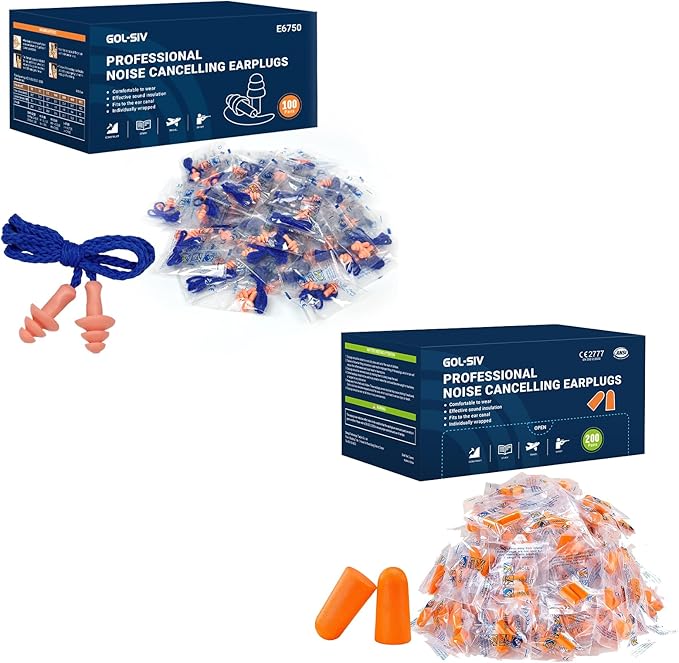 Ear Plugs - 38dB(NRR 33dB) Noise Reduction Disposable Earplugs for Shooting, Sleeping, Work & Construction Site