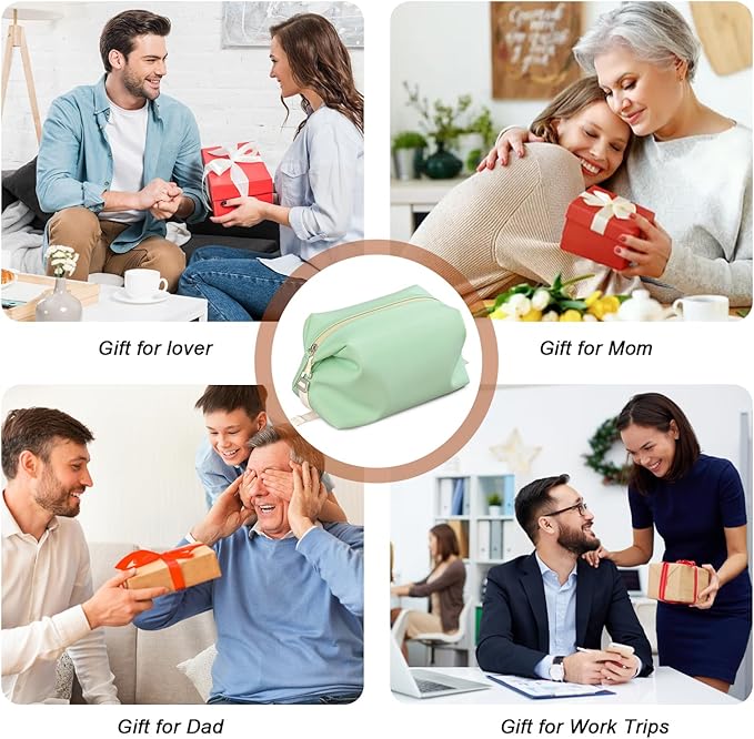 Vomgomfom 3L 6.5 Inch Silicone Toiletry Bag, Waterproof Leakproof Travel Cosmetic Organizer, Adjustable G-Buckle Compression Dopp Kit, Foldable Makeup Bag for Women & Men, Green