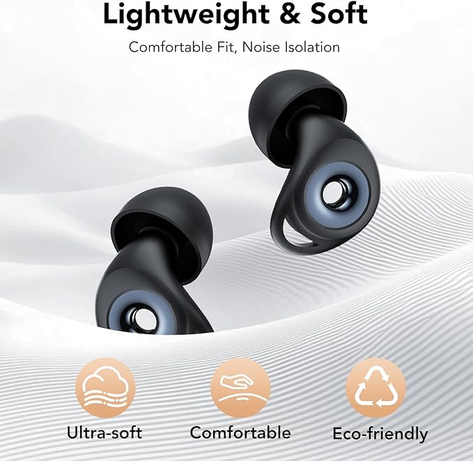 Ear plugs for Sleeping,Noise Cancelling Silicone Earplugs,45 dB,Soft and Reusable,Hearing Protection with 8 Earpieces in 4 Sizes(XS/S/M/L),Carrying bag,for Sleeping,Concert,Working,Studying,Travelling