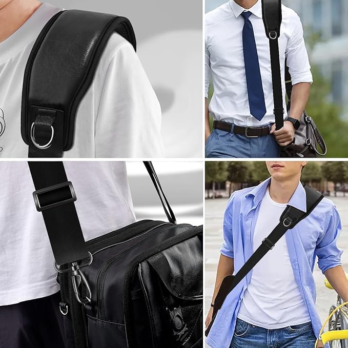 ZINZ 79" Bag Shoulder Strap with Ultra Cushion Breathable Pad,Durable Strap with Double Adjustable Buckles and Metal Hooks for D-ring Bags,Ideal for Individuals 5'11"and Taller,Black