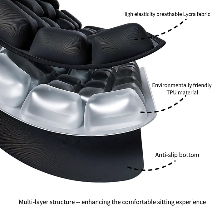 Portable seat Cushion Comfortable Inflatable seat Cushion Suitable for Office Chairs Long Drives Flights Long Trips or Wheelchair use Improve The Comfort of Sitting Posture Black