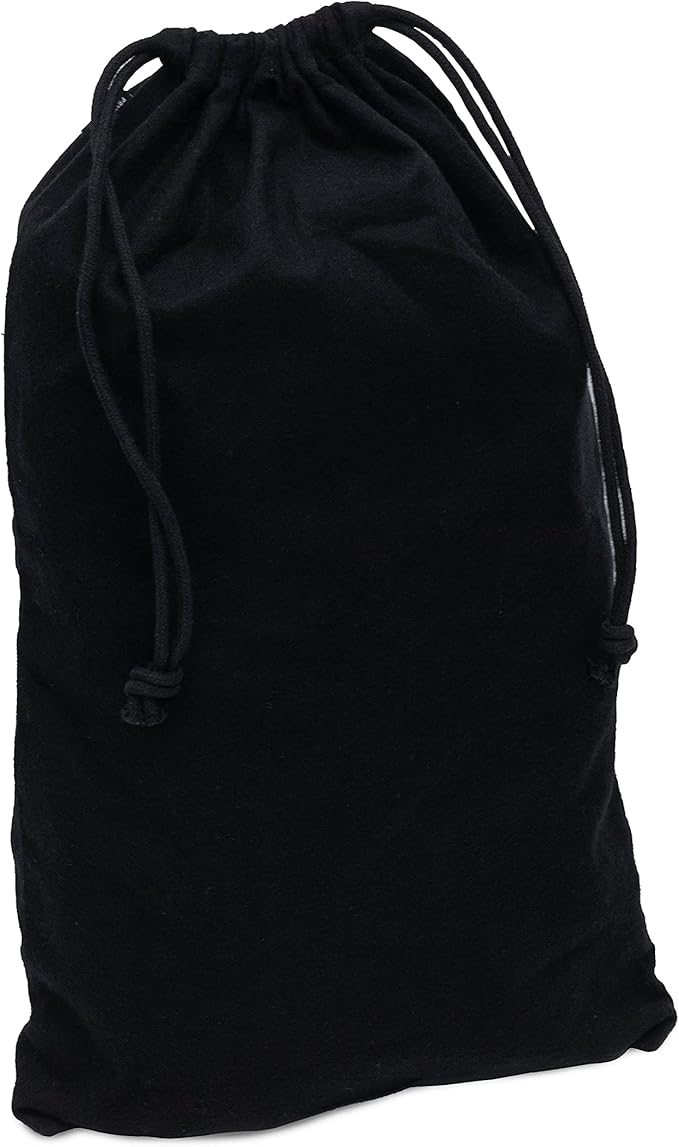 ZENPAC Cloth Bags, Black Duster Flannel Boot Storage with Drawstring Closure, Washable Breathable Cotton Fabric for Shoe, Luggage, 12.5x20.5, 2 Pack