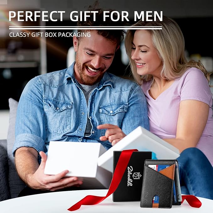 Zitahli Wallet for Men Slim 11 Credit Card Holder RFID Blocking Small Men's Wallet Bifold Minimalist Front Pocket With Mens Gifts Box