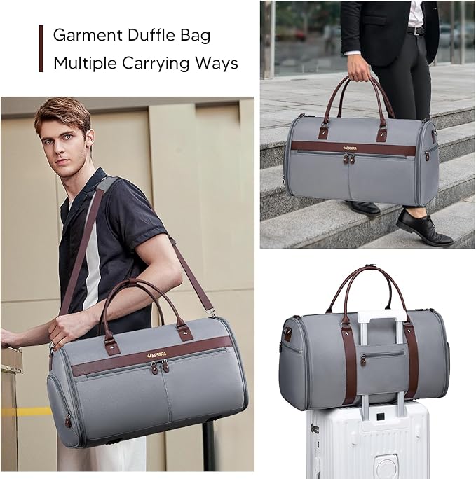 Carry On Garment Bags for Travel, Convertible Garment Duffle Bag for Men Women, 2 in 1 Suit Bag Travel Duffel Bag with Shoes Compartment & Detachable Shoulder Strap