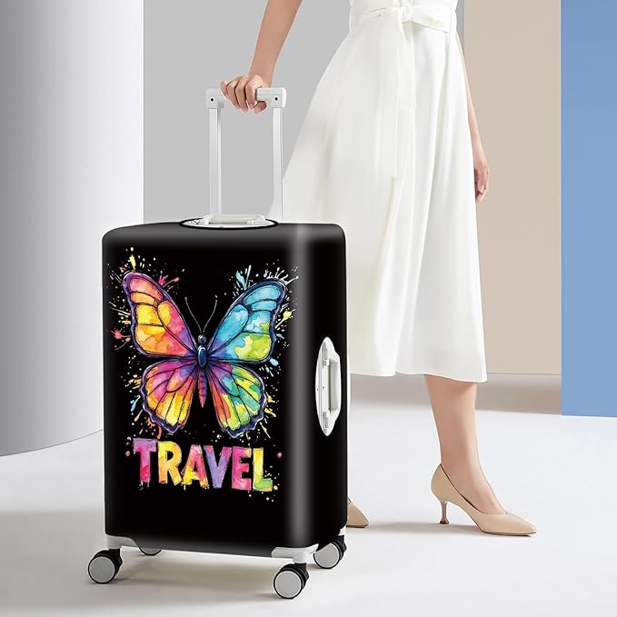 Colorful Butterfly Luggage Cover – Stylish and Durable Travel Suitcase Protector for Women and Men, Fits 28"-30" Suitcase, L