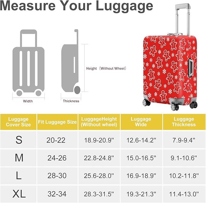 FOREVER QUEEN Gingerbread Man Luggage Cover Suitcase Protector Suitcase Cover Anti-Scratch,Stretchable Bag Cover Washable Durable Polyester