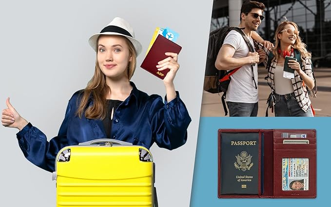 Personalized Monogrammed Merlot Leather RFID Passport Wallet and Luggage Tag