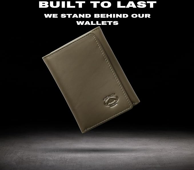 Stealth Mode Trifold Wallet - RFID Blocking Wallet with Flip ID Holder - Leather Case for Money, Credit Cards - Mens Organizer, Divided Billfold, Identity Protection - Men's Gifts (Camo)