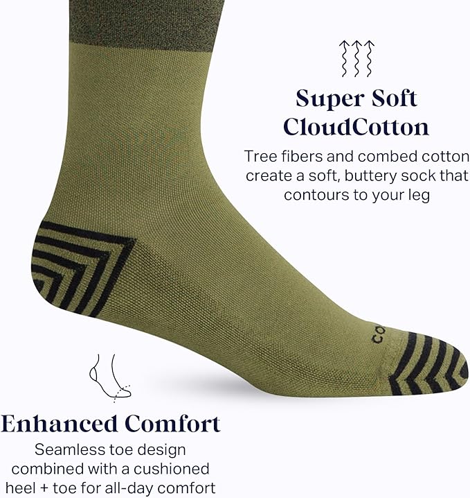 Comrad CloudCotton Knee High Socks - 15-20mmHg Graduated Compression Socks - Combed Cotton Support Socks