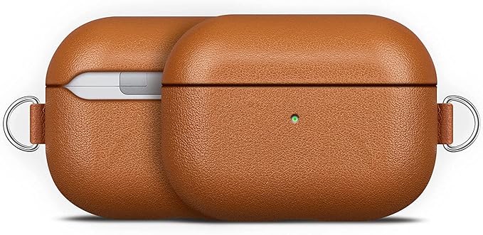 Lopie Handcrafted AirPods Pro Leather Case with Keychain, Portable Full-Grain Leather AirPods Pro Case Cover, Protective Case/Cover with Loss Prevention Clip for Air Pods Pro - Brown