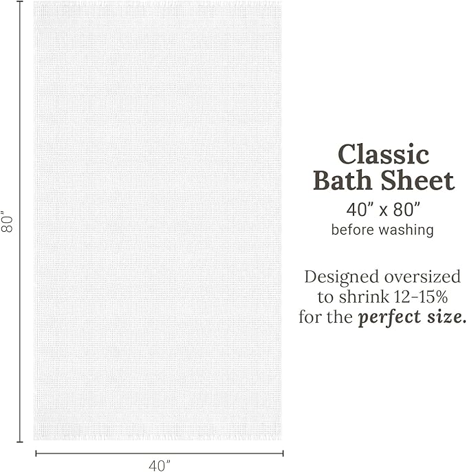 GILDEN TREE Waffle Bath Sheet Large Bath Towels Quick Dry Thin Body Towels, 40x80 Oversized Bath Towels for Adults, Classic Style (White)
