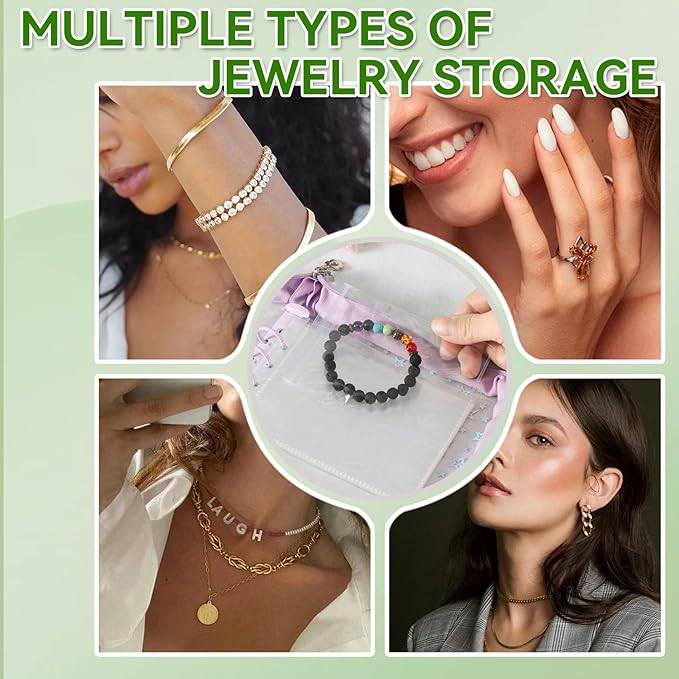 Jewelry Organizer Storage Case Travel Clear Earring Organizer Case Transparent Jewelry Storage Book with Small Clear Zippered Pouch (Purple, with 48 Pcs large Jewelry Pouches)